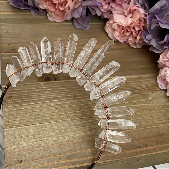 Clear Raw Healing Quartz Headband Tiara - Picture 8 of 16